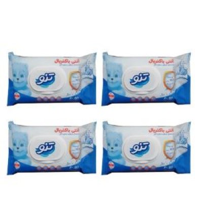 دستمال مرطوب تنو مدل آنتی باکتریال کد 99.9 مجموعه 4 عددی