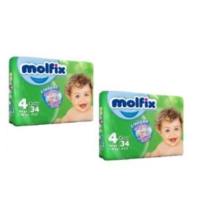 پوشک بچه مولفیکس سایز 4 کد PK02434 بسته 34 عددی مجموعه 2 عددی